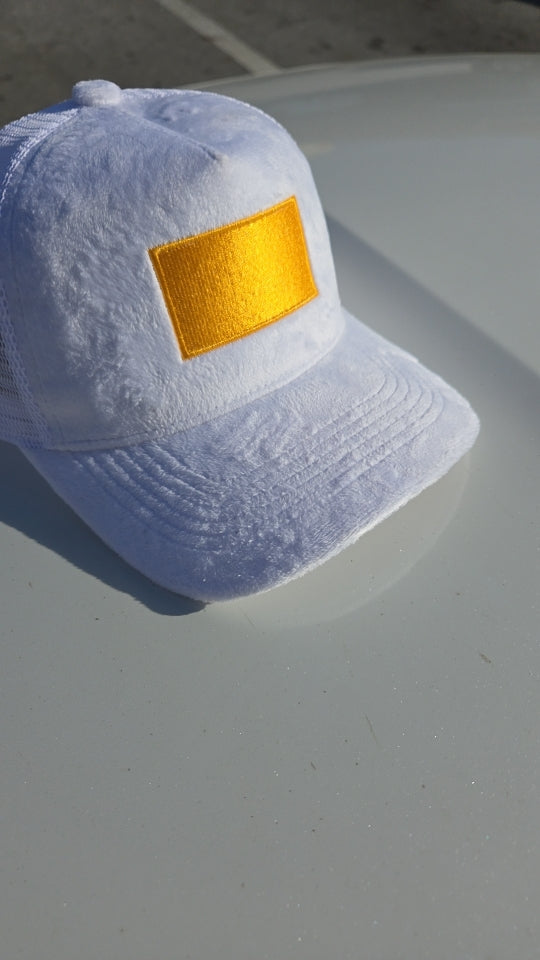 White Gold Velvet Hat